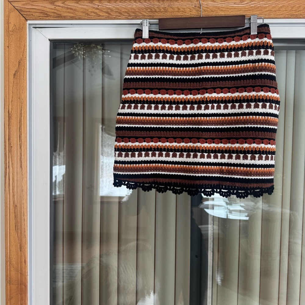 NWT Sezane Paloma Skirt Black / Brown / Rust / Ecru - Size M - Picture 4 of 7